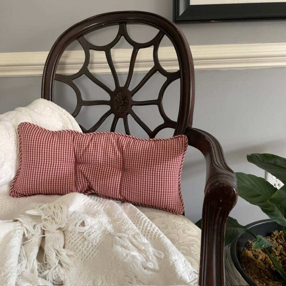 Waverly Red Gingham Lumbar Pillow Cottage Farmhouse Primitive Decor